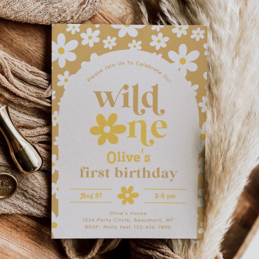 Invitation d'anniversaire Wild One Daisy | Premier