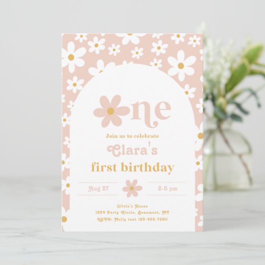Invitation d'anniversaire Wild One Daisy | Premier (Debout devant)