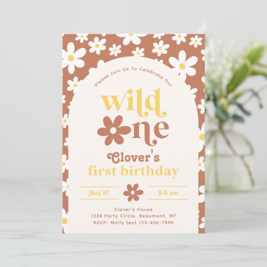 Invitation d'anniversaire Wild One Daisy | Premier (Debout devant)