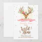 Invitation d'anniversaire Wild One Deer Woodland B (Devant / Derrière)