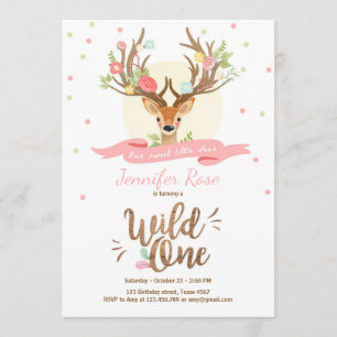 Invitation d'anniversaire Wild One Deer Woodland B