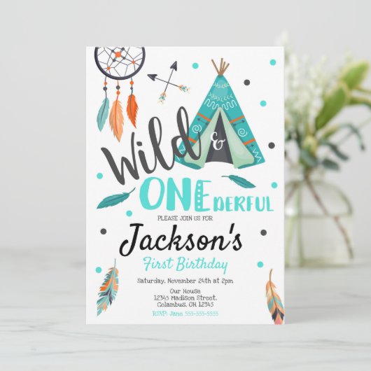 Invitation d'anniversaire Wild & ONE Dreamcatcher (Debout devant)