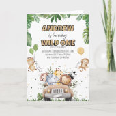 Invitation d'anniversaire Wild One garçon, Animaux (Devant)