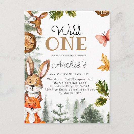 Invitation d'anniversaire Wild One, Invitation Wil (Devant)
