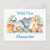 Invitation d'anniversaire Wild One Safari Animals  (Devant)