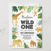 Invitation d'anniversaire Wild One Safari Animaux  (Devant)
