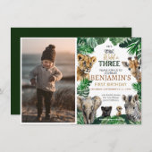 Invitation d'anniversaire Wild & Three Safari (Devant / Derrière)