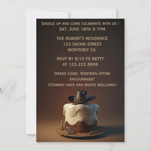 Invitation d'anniversaire Wild West (Dos)