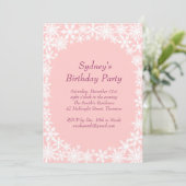 Invitation d'anniversaire Winter Lace - rose clair (Debout devant)