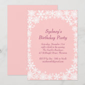 Invitation d'anniversaire Winter Lace - rose clair (Devant / Derrière)