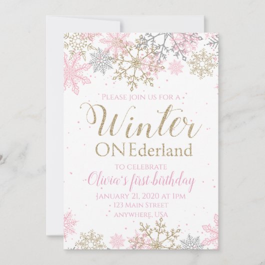 Invitation d'anniversaire Winter ONEderland (Devant)