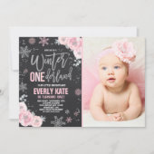 Invitation d'anniversaire Winter ONEderland Rose A (Devant)