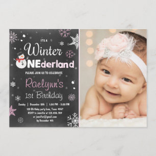 Invitation d'anniversaire Winter Onederman Pink