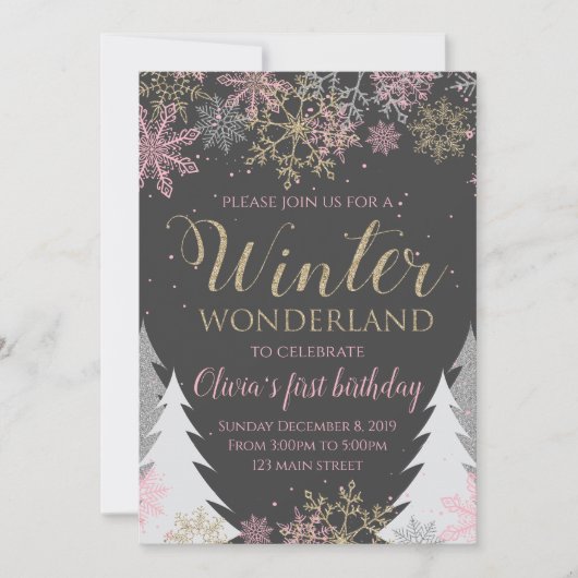 Invitation d'anniversaire Winter Wonderland (Devant)