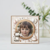 Invitation d'anniversaire Zebra Cadre photo (Debout devant)