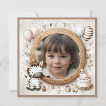 Invitation d'anniversaire Zebra Cadre photo