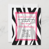 Invitation D'Anniversaire Zebra Print Et Hot Pink (Devant)