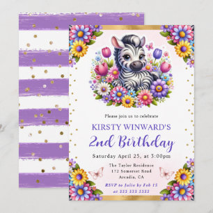 Invitation d'anniversaire Zèbre de Pâques à l'aqua