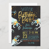 Invitation d'anniversaire Zodiac Scorpio (Devant / Derrière)