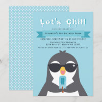 Invitation d'Anniversaires de enfants de pingouins