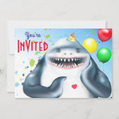 Invitation d'Anniversaires de enfants de requins (Devant)