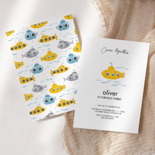 Invitation d'Anniversaires de enfants de sous-mari