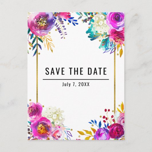 Invitation d'annonce de mariage aquarelle florale  (Devant)