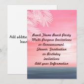 Invitation d'annonce polyvalente de fête de plage (Devant / Derrière)