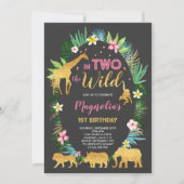 Invitation Dans deux les animaux sauvages de jungle (Devant)