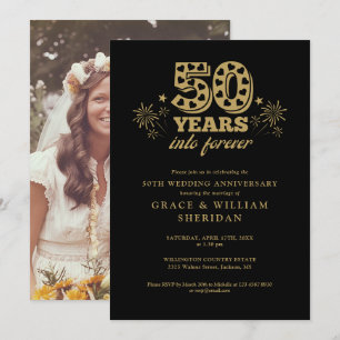 Invitation Dans Forever Gold Black 50e Anniversaire Photo