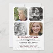 Invitation Dans la mémoire aimante | 4 Funérailles Collage de (Devant)