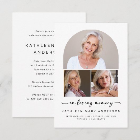 Invitation Dans la mémoire aimante | Mémorial funéraire de l' (Devant / Derrière)