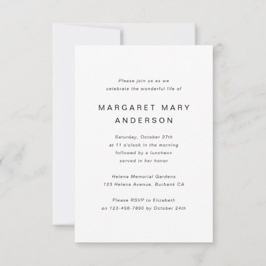 Invitation Dans la mémoire aimante | Mémorial funéraire de qu (Dos)