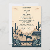 Invitation Dans le désert Rodeo Cheval Rétro Rustique Mariage (Devant)