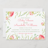 Invitation Dans le jardin | Baby shower floral aquarelle (Devant)