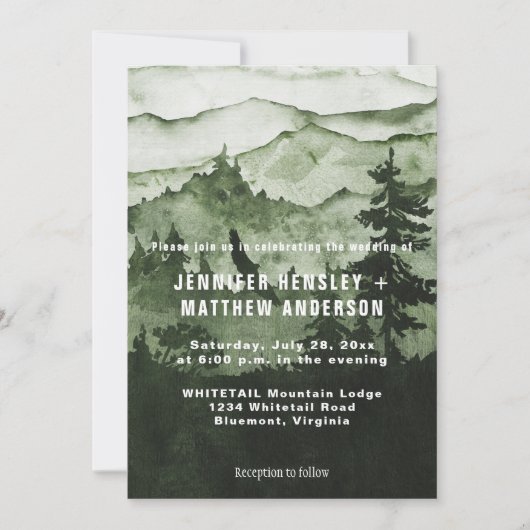 Invitation Dans le Mariage de scène Wild Emerald Green Mounta (Devant)