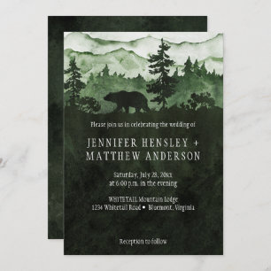 Invitation Dans le Mariage des ours des montagnes vertes et s