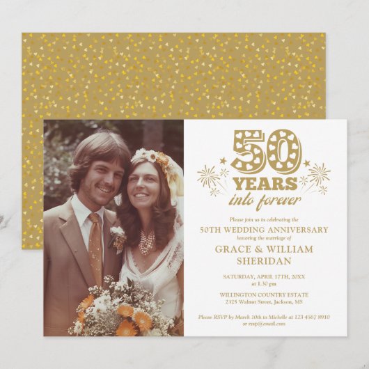 Invitation Dans l'éternité Photo d'anniversaire de 50 ans de (Devant / Derrière)