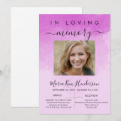 Invitation Dans Love Mémoire Funeral Memorial Pink Photo (Devant / Derrière)