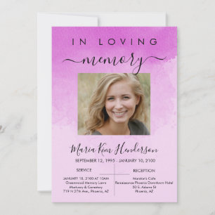 Invitation Dans Love Mémoire Funeral Memorial Pink Photo