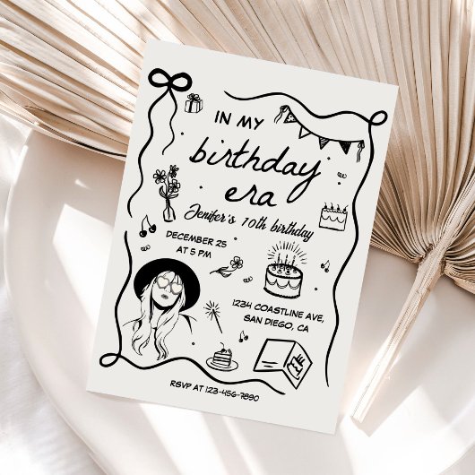 Invitation Dans mon anniversaire Era Black Retro Anniversaire