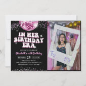 Invitation Dans Mon Anniversaire Pink Purple Photo Anniversai (Devant)