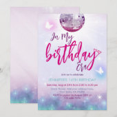 Invitation Dans Mon Anniversaire Purple & Blue Music Annivers (Devant / Derrière)