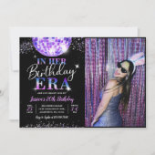 Invitation Dans Mon Anniversaire Purple Disco Photo Anniversa (Devant)