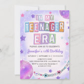 Invitation Dans Mon Ere Adolescent Purple Disco Anniversaire (Devant)