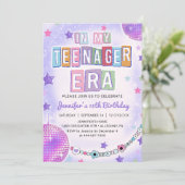 Invitation Dans Mon Ere Adolescent Purple Disco Anniversaire (Debout devant)