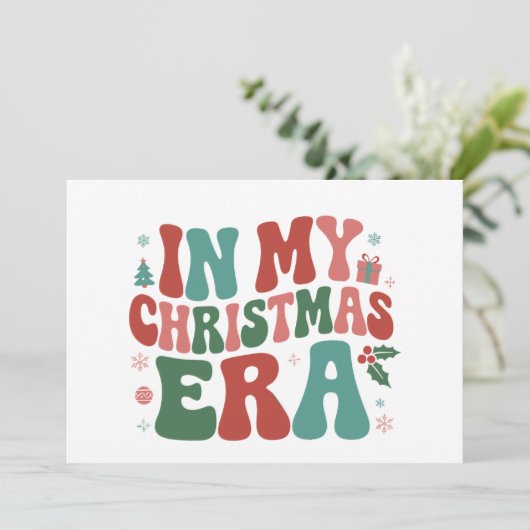 Invitation Dans mon ère de Noël, joli et groovy Noël vacances (Debout devant)