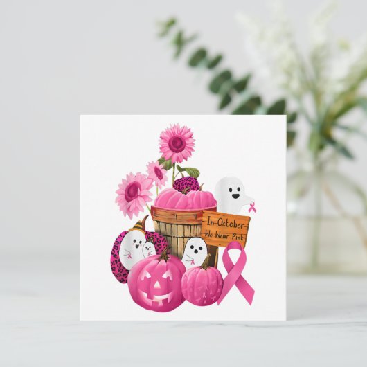 Invitation Dans October We Wear Pink Ghosts & Pumkins For Bre (Debout devant)