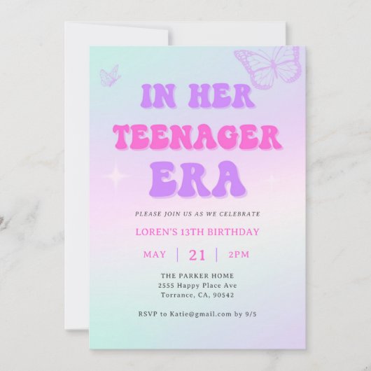 Invitation Dans son âge adolescent Y2K Fille 13e anniversaire (Devant)