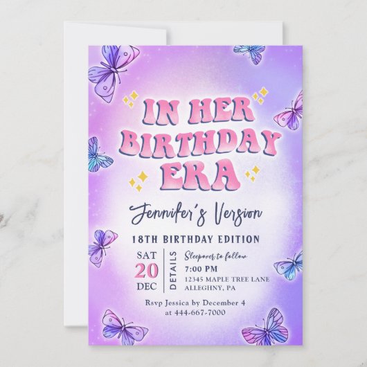 Invitation Dans son anniversaire fête d'anniversaire (Devant)